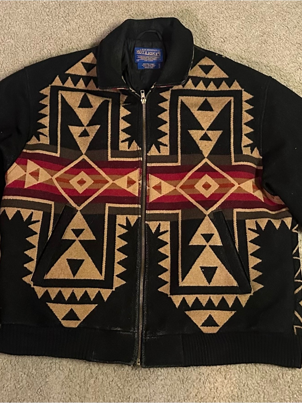 Vintage Pendleton Full-Zip Bomber Jacket Size Large Western Wear Made In USA